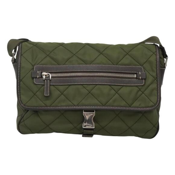 PRADA Shoulder Bag Nylon Khaki Silver - Picture 2 of 13